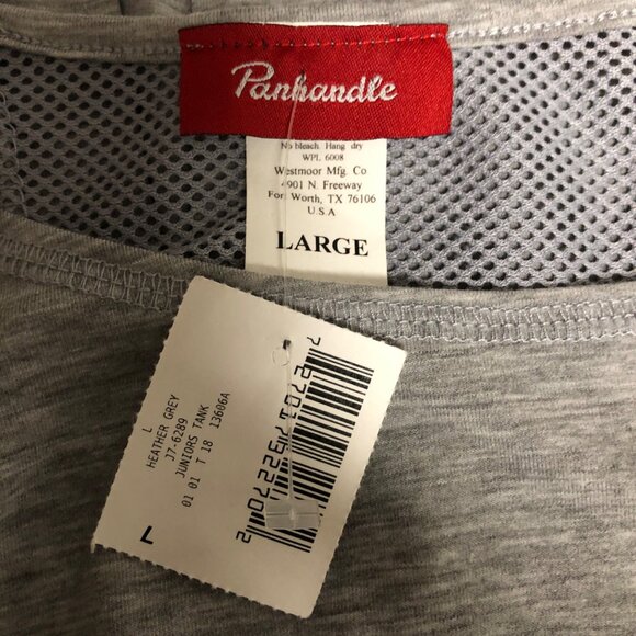Panhandle Tank Top Size Large Heather Grey Sleeveless Mesh Back Panel NEW - Picture 6 of 8